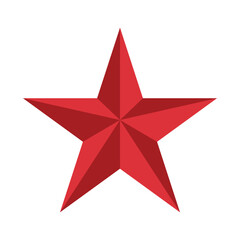Vector red star symbol icon on white background.