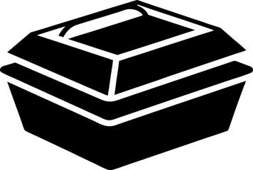 Snack Box with Lid Silhouette Vector Illustration