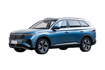 modern blue suv isolated on white background PNG ,AI GENERATED