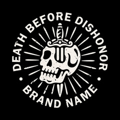 Classic skull logo vector with a sword