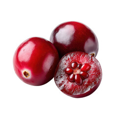 Obraz premium Cranberries Isolated on White: Whole and Halved