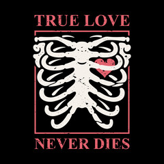 Skeleton rib cage vector with a heart