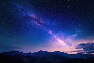 Naklejka premium Majestic Milky Way over Mountain Range