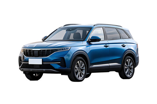 modern blue suv isolated on white background PNG ,AI GENERATED