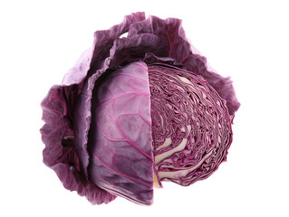 Obraz premium Sliced Red Cabbage on White Background