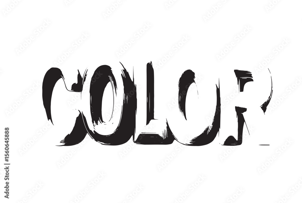 Fototapete Vibrant rainbow COLOR word art with 3D glossy effect on a light grey background A playful colorful design