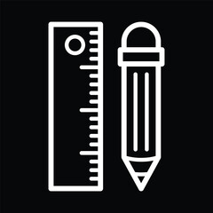 black and white ruler and pencil icon 