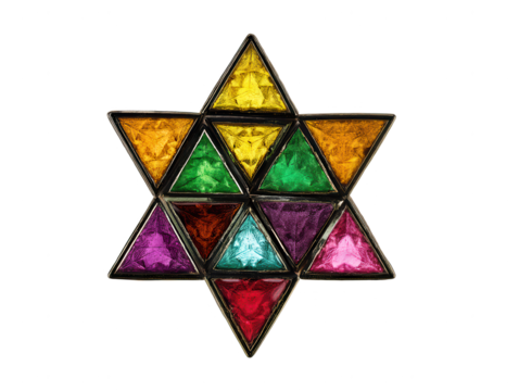 Colorful Stained Glass Star of David on White - Powered by Adobe