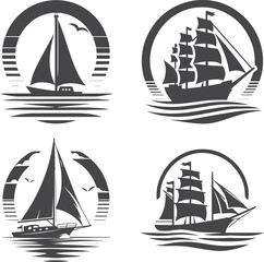 A black and white image of a sailboat with the words quot seagulls quot on it