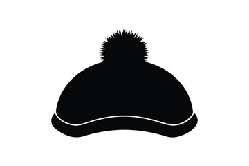 Silhouette art illustration of a Scottish tam o'shanter hat with pom-pom.eps