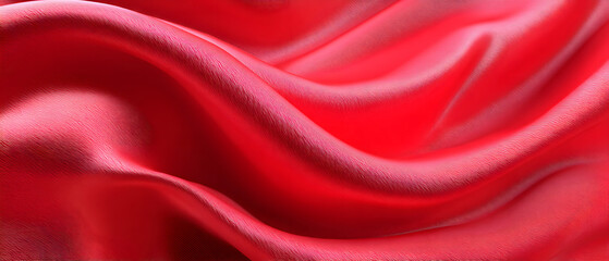 Fototapeta premium Red silk satin fabric background with smooth flowing texture