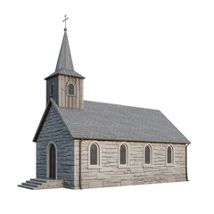 Fototapeta premium Small Town Church Isolated on Clear Backdrop for Graphic Projects