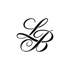 Elegant LB Monogram Logo in Black Script &ndash; Luxury Calligraphy Initial Design on White Background