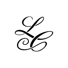 Elegant LC Monogram Logo in Black Script &ndash; Luxury Calligraphy Initial Design on White Background
