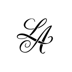 Elegant LA Monogram Logo in Black Script &ndash; Luxury Calligraphy Initial Design on White Background