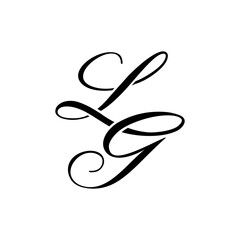 Elegant LG Monogram Logo in Black Script &ndash; Luxury Calligraphy Initial Design on White Background