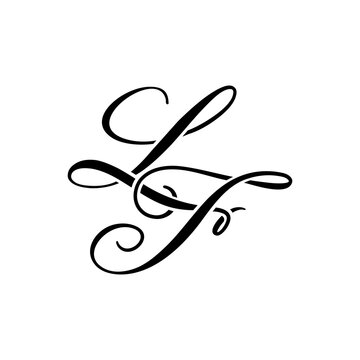 Elegant LF Monogram Logo in Black Script &ndash; Luxury Calligraphy Initial Design on White Background
