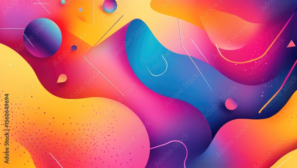 Poster vibrant abstract design with fluid shapes and colorful elements