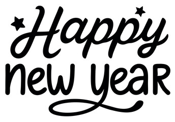 Happy New Year Hand Lettering with Stars