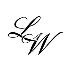 Elegant LW Monogram Logo in Black Script &ndash; Luxury Calligraphy Initial Design on White Background