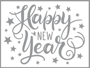 Stencil, cut text in a sheet. Happy New Year Lettering.