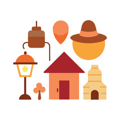 Naive Style Villa Illustrations Collection of Sixteen Colorful Vector Homes