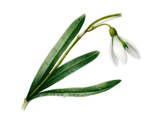 Fototapeta premium Delicate Snowdrop Flower Watercolor Illustration