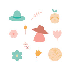 Pastel Outline Illustrations Collection of 16 Vector Designs in Soft Colors