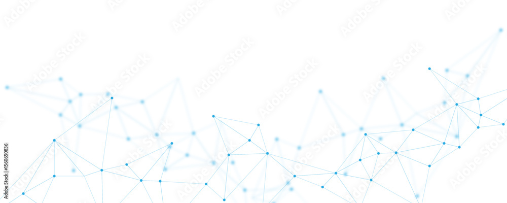 Fototapete Abstract white blue digital technology futuristic communication high tech concept background. Technology dots lines connect network background.	