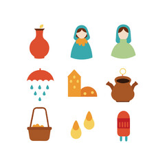 Sixteen Delicate Village Illustrations Featuring Cats