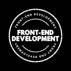 Front-end development is the development of the graphical user interface of a website, so that users can view and interact with that website, text concept stamp