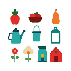 Twenty eight Flat Design Village Illustrations Featuring Cats