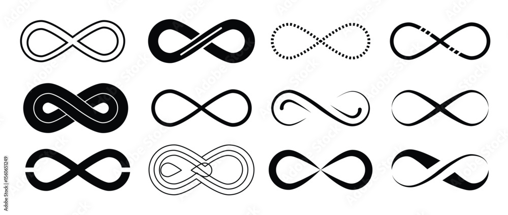 Fototapete infinity symbols black elements line loop logo endless isolated icons eternity graphic design foreve