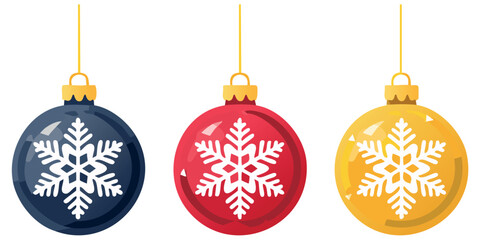 Christmas Baubles Set with Snowflake Designs