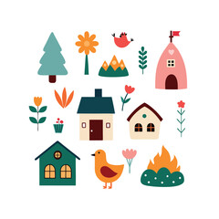 16 Hand Drawn Village Illustrations