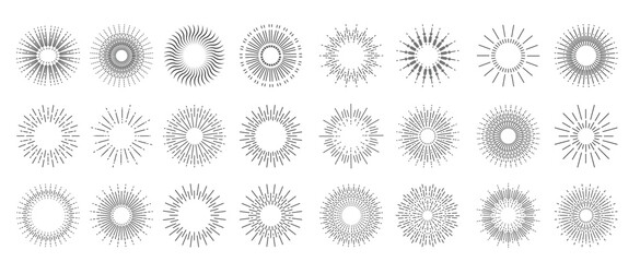 Large vector ray set in the style of outline, for web design and internet.