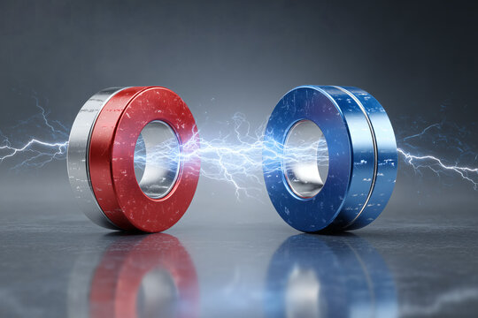 Electrical discharge between two cylindrical metal objects, showcasing power and scientific phenomenon.