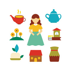 Sixteen Charming Storybook Village Illustrations