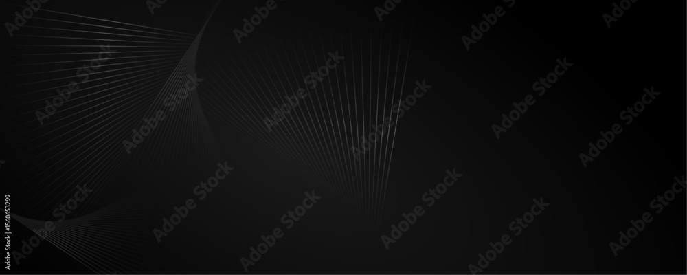 Poster abstract gray color geometric dynamic lines art pattern black background design.