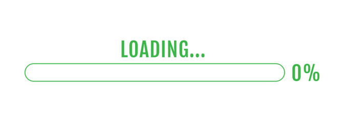 0% Loading, 0% Progress Bar, Progress Loading Bar Vector Illustration