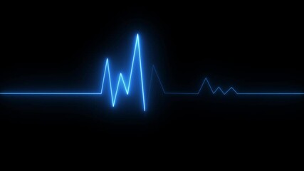 Heartbeat line 4k neon light heartbeat black display screen medical research show sign line animation.