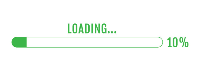 10% Loading, 10% Progress Bar, Progress Loading Bar Vector Illustration