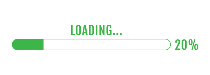 20% Loading, 20% Progress Bar, Progress Loading Bar Vector Illustration