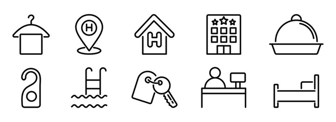 Hotel and Hospitality Icons Set. Vector