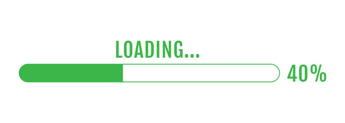 40% Loading, 40% Progress Bar, Progress Loading Bar Vector Illustration