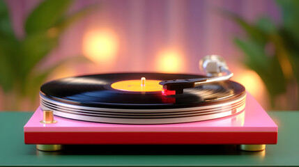 Vintage record player Classic retro music record player device background