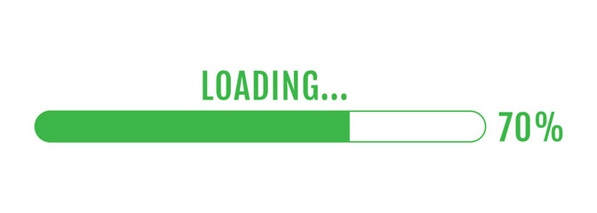 70% Loading, 70% Progress Bar, Progress Loading Bar Vector Illustration