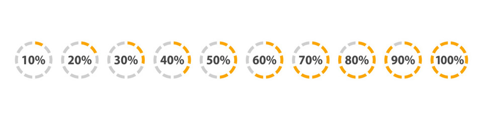 Percentage Progress Circles set. Circle Loading vector