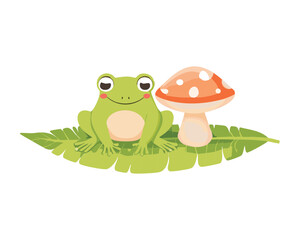 Amphibian Friends Underneath Toadstool