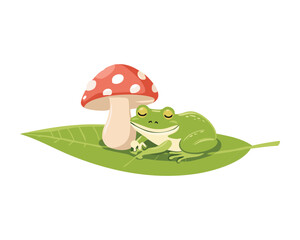 Amphibian Sharing Mushroom Shelter